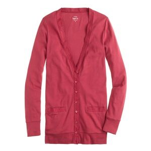 J. Crew Perfect-Fit Mixed-Tape Cardigan Size XS - Burgundy Red, 100% Cotton